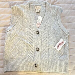 Jessica Simpson Heather Gray Cable Knit Vest